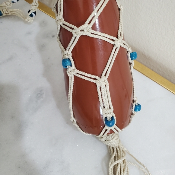 Vintage Bohemian Portugal Brown Glass Hanging Planter Decor Evil Eye Glass Beads - Picture 4 of 14